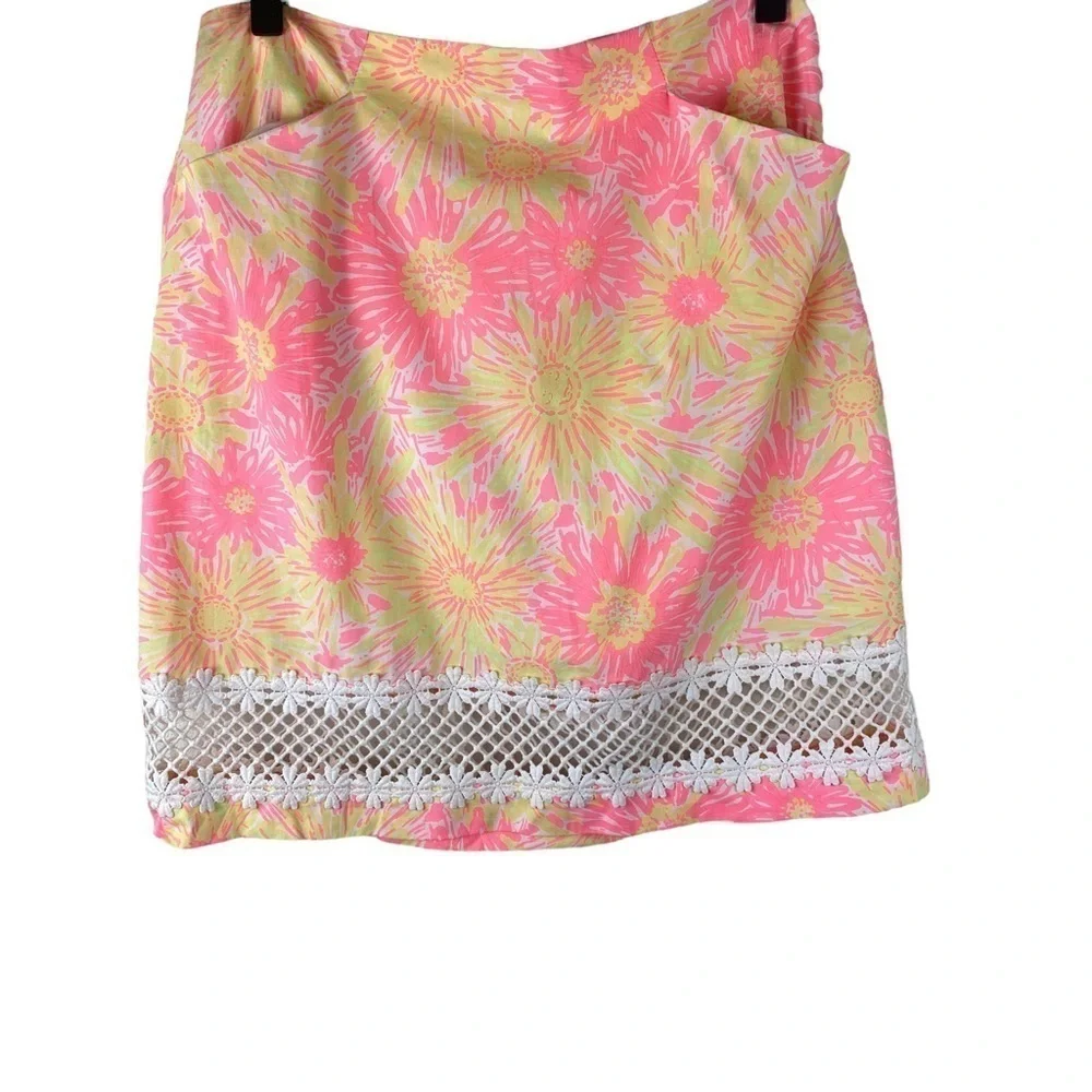 Lilly Pulitzer Corrie 100% Cotton Skirt Lined Floral Print Size 4